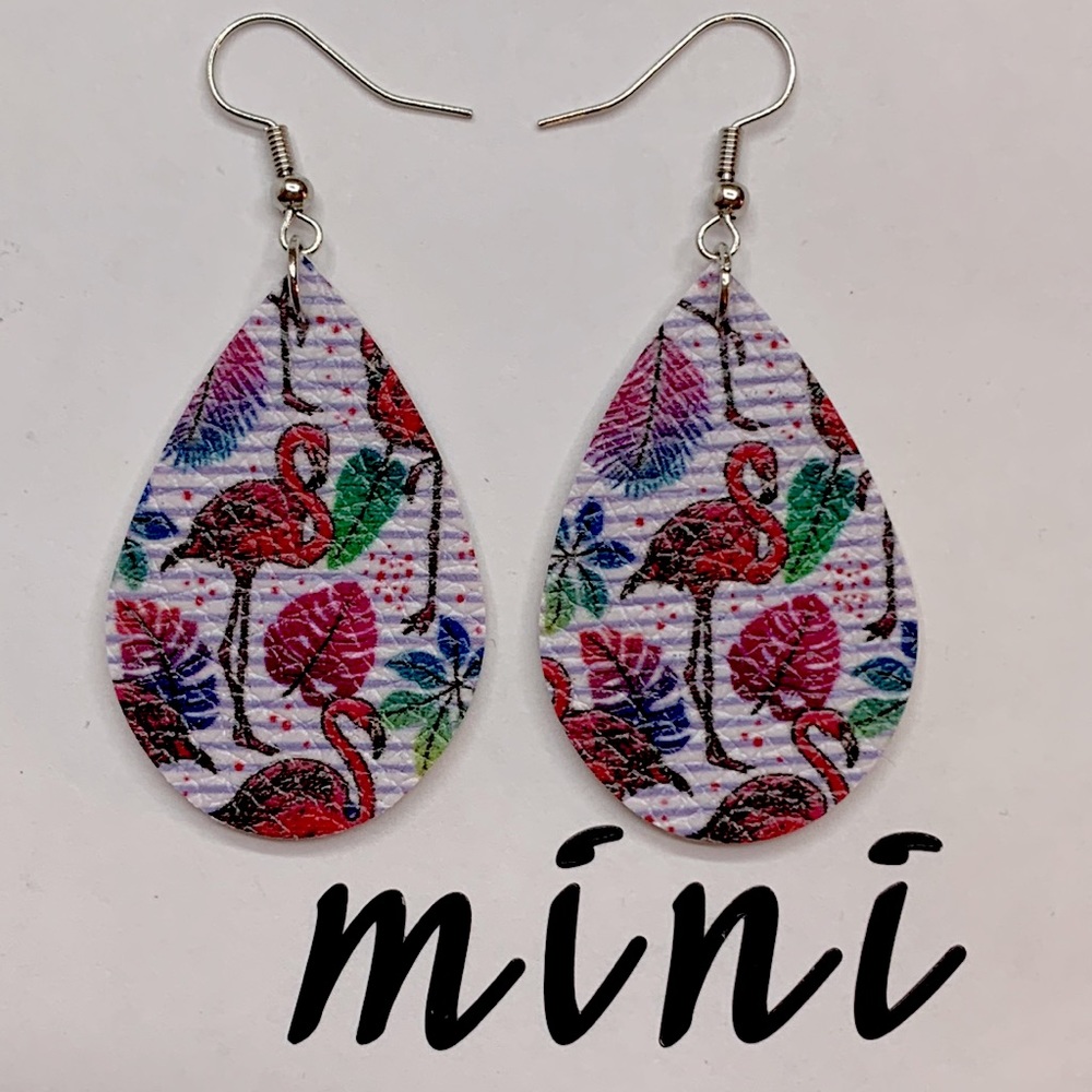 Mini Faux Leather Teardrop Earrings - Picture 6 of 6